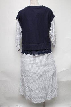 画像2: axes femme / ドッキングシャツワンピース  紺ｘグレー S-25-02-04-048-AX-OP-AS-ZI