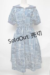 axes femme / フレンチマリン柄セーラーワンピース  ブルー S-25-02-04-049-AX-OP-AS-ZI