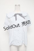 axes femme POETIQUE / ビッグ襟デザインブラウス  サックス S-25-02-08-053-AX-BL-HR-ZS