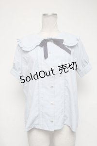 axes femme POETIQUE / ビッグ襟デザインブラウス  サックス S-25-02-08-053-AX-BL-HR-ZS