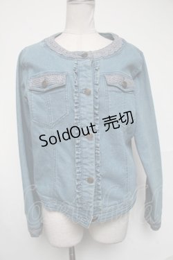 画像1: axes femme / レースデニムジャケット  ブルー S-25-02-08-056-AX-TO-HR-ZS