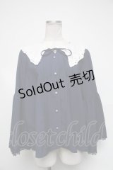 axes femme / レース襟ブラウス  紺 S-25-02-08-059-AX-BL-HR-ZS