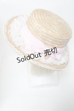 画像2: BABY,THE STARS SHINE BRIGHT / うさくみゃちゃんレースの麦わらハット  ベージュｘピンク S-25-02-08-008-BA-AC-AS-ZS