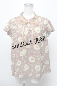 axes femme / 向日葵シアーブラウス  ブラウン S-25-02-11-032-AX-BL-HR-ZS