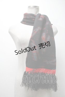画像1: Sourpuss Clothing / プリントマフラー  黒 S-25-02-11-019-PU-ZA-HR-ZT088