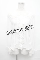 Angelic Pretty / 襟ロゴ刺繍パールブラウス  白 S-25-02-11-023-AP-BL-HR-ZS