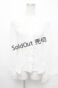 Angelic Pretty / 襟ロゴ刺繍パールブラウス  白 S-25-02-11-023-AP-BL-HR-ZS