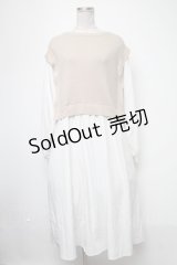 axes femme / ニット切替重ね着風ワンピース  ブラウンｘオフ S-25-02-15-054-AX-OP-HR-ZT177
