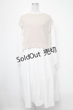 画像1: axes femme / ニット切替重ね着風ワンピース  ブラウンｘオフ S-25-02-15-054-AX-OP-HR-ZT177