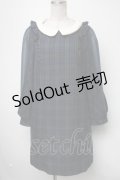 axes femme / 袖シフォン切替チェックワンピース  グリーン S-25-02-15-045-AX-TO-HR-ZS