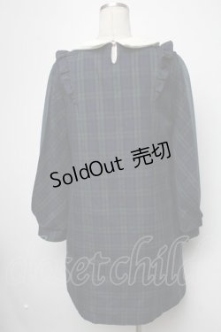画像2: axes femme / 袖シフォン切替チェックワンピース  グリーン S-25-02-15-045-AX-TO-HR-ZS