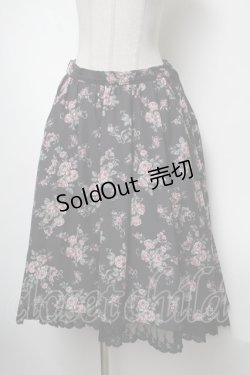 画像1: axes femme Red label / ブーケ柄フィッシュテールスカート  黒 S-25-02-17-056-PU-SK-AS-ZI