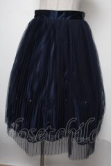 axes femme / プリーツシフォンスカート  紺 S-25-02-17-057-AX-SK-ET-ZI