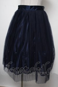 axes femme / プリーツシフォンスカート  紺 S-25-02-17-057-AX-SK-ET-ZI