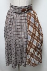 画像1: 【SALE】axes femme POETIQUE / シフォンプリーツ切替チェックスカート  ブラウン S-25-02-17-1052-AX-SK-HR-ZH (1)