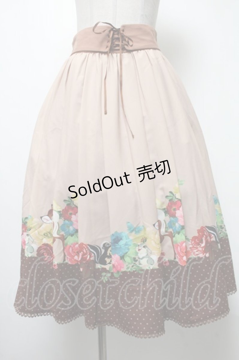 画像1: 【SALE】axes femme POETIQUE / ディズニー バンビ/スカート  ベージュ S-25-02-17-1053-AX-SK-AS-ZH (1)