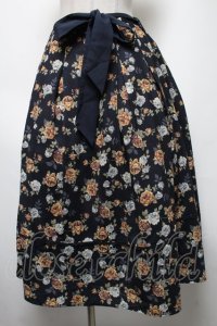 axes femme / ローズプリントフレアースカート L 紺 S-25-02-17-1065-AX-SK-SZ-ZI