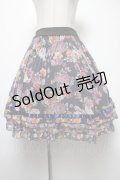 axes femme / 花柄プリーツスカート M 紺 S-25-02-17-1071-AX-SK-SZ-ZT398
