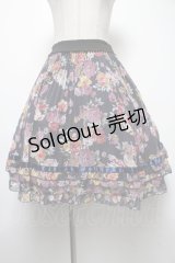 axes femme / 花柄プリーツスカート M 紺 S-25-02-17-1071-AX-SK-SZ-ZT398