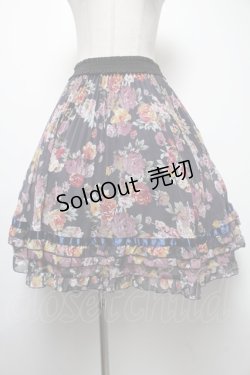 画像1: axes femme / 花柄プリーツスカート M 紺 S-25-02-17-1071-AX-SK-SZ-ZT398