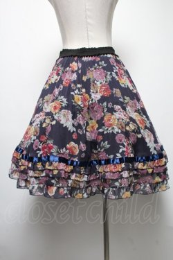 画像2: axes femme / 花柄プリーツスカート M 紺 S-25-02-17-1071-AX-SK-SZ-ZI