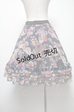 画像2: axes femme / 花柄プリーツスカート M 紺 S-25-02-17-1071-AX-SK-SZ-ZT398