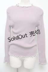 axes femme / 袖レースメローニットプルオーバー M パープル S-25-02-17-013-AX-TO-SZ-ZT321
