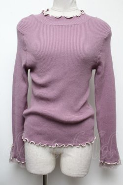 画像1: axes femme / 袖レースメローニットプルオーバー M パープル S-25-02-17-013-AX-TO-SZ-ZT321