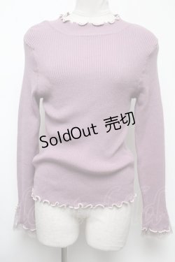 画像1: axes femme / 袖レースメローニットプルオーバー M パープル S-25-02-17-013-AX-TO-SZ-ZT321