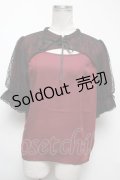 axes femme kawaii / レース重ね半袖ブラウス  ワイン S-25-02-17-017-AX-BL-AS-ZS
