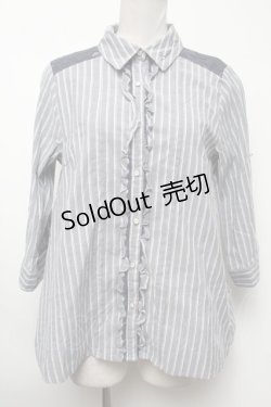 画像1: axes femme / ストライプブラウス  ブルー S-25-02-17-026-AX-BL-AS-ZT173