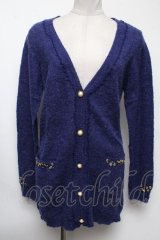 axes femme / TOPアルパカ混カーディガン  ブルー S-25-02-17-029-AX-TO-AS-ZT306