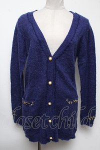 axes femme / TOPアルパカ混カーディガン  ブルー S-25-02-17-029-AX-TO-AS-ZT306