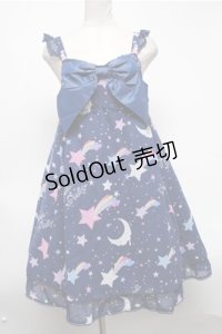 Angelic Pretty / Dream Skyジャンパースカート  紺 S-25-02-19-063-AP-OP-AS-ZS
