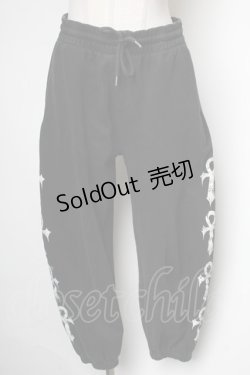 画像1: REFLEM / クロスプリントスウェットパンツ  黒 S-25-02-21-083-PU-PA-HR-ZS