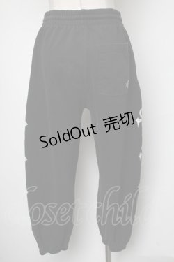 画像2: REFLEM / クロスプリントスウェットパンツ  黒 S-25-02-21-083-PU-PA-HR-ZS