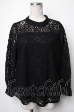 画像1: 【SALE】axes femme / モチーフレースデザインプルオーバー  黒 S-25-02-21-041-AX-TO-AS-ZT347 (1)