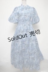 axes femme / オーガンジーフラワーワンピース  ブルー S-25-02-25-048-AX-OP-AS-ZI