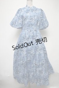 axes femme / オーガンジーフラワーワンピース  ブルー S-25-02-25-048-AX-OP-AS-ZI