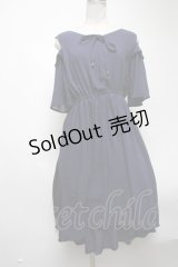 axes femme / 肩開きデザイン楊柳ワンピース  ネイビー S-25-02-25-056-AX-OP-HR-ZS