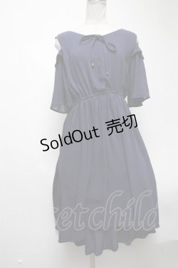 画像1: axes femme / 肩開きデザイン楊柳ワンピース  ネイビー S-25-02-25-056-AX-OP-HR-ZS