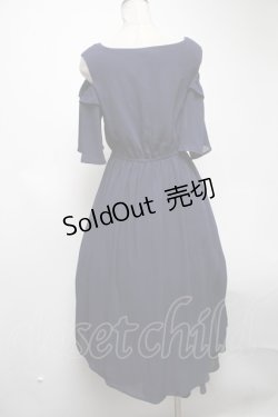画像2: axes femme / 肩開きデザイン楊柳ワンピース  ネイビー S-25-02-25-056-AX-OP-HR-ZS