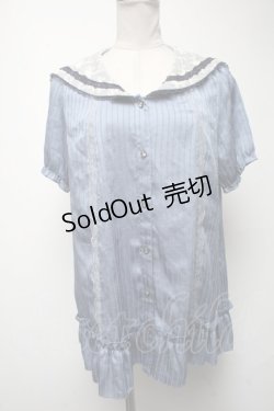 画像1: axes femme / レースラインマリンブラウス  サックス S-25-02-25-028-AX-BL-HR-ZS