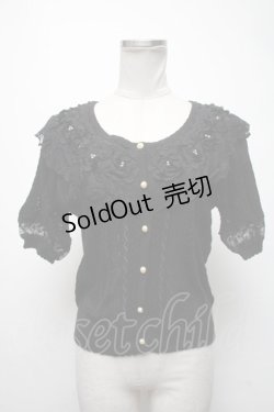 画像1: axes femme / シフォンお花レースカーディガン  黒 S-25-02-25-034-AX-TO-HR-ZS