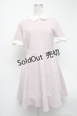 画像1: axes femme POETIQUE / フラワーレース襟ワンピース  ピンク S-25-02-27-062-AX-OP-AS-ZS
