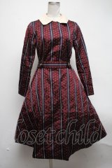 Jane Marple / Regimental stripeのワンピース  ワイン S-25-02-27-072-JM-OP-AS-ZT362