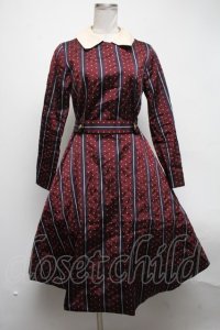 Jane Marple / Regimental stripeのワンピース  ワイン S-25-02-27-072-JM-OP-AS-ZT362