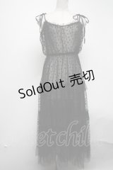 axes femme / ハートチュールティアードワンピース  黒 S-25-02-27-074-AX-OP-HR-ZS
