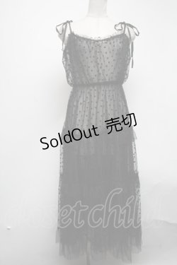 画像1: axes femme / ハートチュールティアードワンピース  黒 S-25-02-27-074-AX-OP-HR-ZS