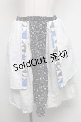 MINT NeKO / 切替プリントレイヤードスカート  白 S-25-03-01-077-HN-PA-HR-ZS